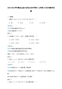 2023-2024学年黑龙江省大庆市大庆中学高一上学期10月月考数学试题含答案