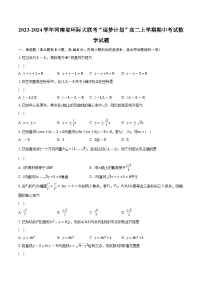 2023-2024学年河南省环际大联考“逐梦计划”高二上学期期中考试数学试题(含解析 )