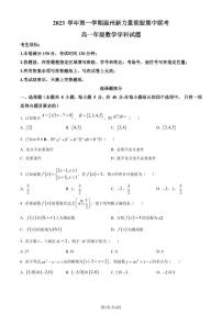 温州新力量联盟2023-2024学年高一上学期期中联考数学试题（原卷及解析版）