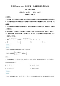 安徽省池州市贵池区2023-2024学年高二上学期期中教学质量检测数学试卷（Word版附解析）