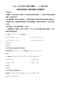 安徽省皖豫联盟2023-2024学年高一上学期期中联考数学试题（Word版附解析）