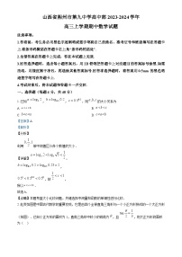 山西省朔州市怀仁市第九中学高中部2023-2024学年高三上学期11月期中数学试题（Word版附解析）