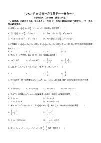 山东省淄博市桓台第一中学2023-2024学年高一上学期10月月考数学试卷