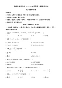 四川省成都外国语学校2023-2024学年高一上学期期中考试数学试卷