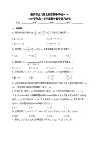 重庆市合川区北新巴蜀中学校2023-2024学年高一上学期期中数学复习试卷(含答案)