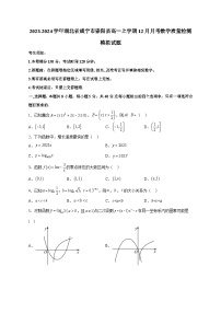 2023-2024学年湖北省咸宁市崇阳县高一上学期12月月考数学质量检测模拟试题（含解析）