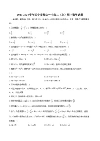 2023-2024学年辽宁省鞍山一中高二（上）期中数学试卷（含解析）
