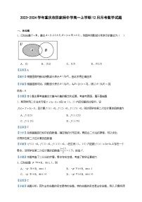 2023-2024学年重庆市田家炳中学高一上学期12月月考数学试题含答案