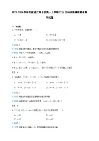 2023-2024学年安徽省江南十校高一上学期12月分科诊断模拟联考数学试题含答案
