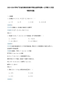 2023-2024学年广东省东莞市东莞中学松山湖学校高一上学期12月段考数学试题含答案