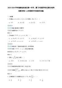 2023-2024学年福建省泉港区第一中学、厦门外国语学校石狮分校两校联考高一上学期期中考试数学试题含答案
