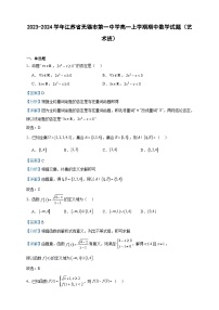 2023-2024学年江苏省无锡市第一中学高一上学期期中数学试题（艺术班）含答案