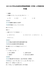 2023-2024学年山东省菏泽市郓城县郓城第一中学高一上学期期中数学试题含答案