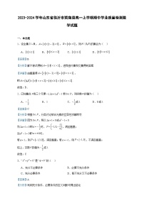 2023-2024学年山东省临沂市莒南县高一上学期期中学业质量检测数学试题含答案