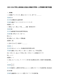 2023-2024学年上海市虹口区虹口高级中学高一上学期期中数学试题含答案