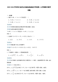 2023-2024学年四川省内江市威远县威远中学校高一上学期期中数学试题含答案