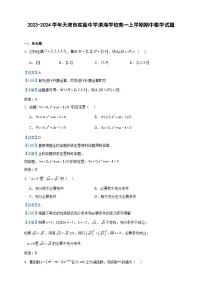 2023-2024学年天津市实验中学滨海学校高一上学期期中数学试题含答案