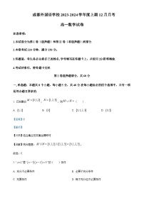 2023-2024学年四川省成都市成都外国语学校高一上学期12月月考数学试题含答案