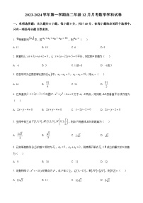 2023-2024学年新疆维石河子市第一中学高二上学期12月月考试题数学含答案