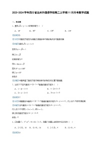 2023-2024学年四川省达州外国语学校高二上学期11月月考数学试题含答案