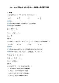 2023-2024学年山东省潍坊市高二上学期期中考试数学试题含答案