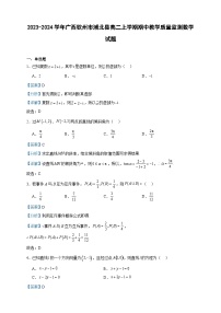 2023-2024学年广西钦州市浦北县高二上学期期中教学质量监测数学试题含答案