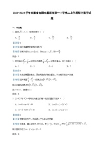 2023-2024学年安徽省合肥市巢湖市第一中学高二上学期期中数学试题含答案