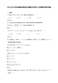 2023-2024学年安徽省芜湖市无为襄安中学高二上学期期中数学试题含答案