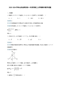 2023-2024学年山东省菏泽市一中系列高二上学期期中数学试题含答案