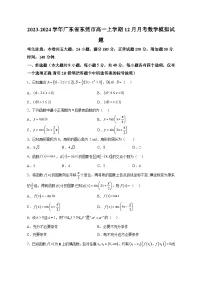 2023-2024学年广东省东莞市高一上册12月月考数学测试卷（含解析）