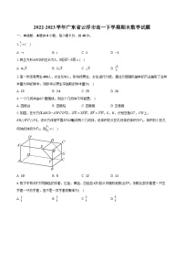 2022-2023学年广东省云浮市高一下学期期末数学试题（含解析）