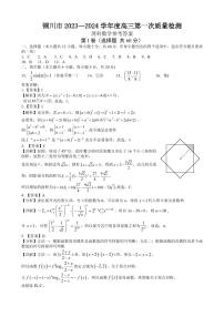 2024届陕西省铜川市高三上学期第一次模拟考试理科数学试题