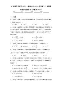 07函数及其表示方法-上海市2023-2024学年高一上学期期末数学专题练习（沪教版2020）