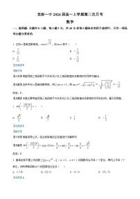 福建省龙岩第一中学2023-2024学年高一上学期第三次月考数学试题（Word版附解析）