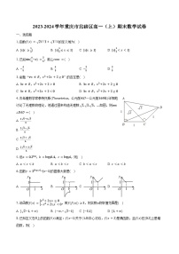 2023-2024学年重庆市北碚区高一（上）期末数学试卷（含解析）