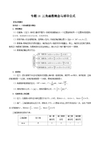 备战2024高考数学艺体生一轮复习40天突破90分讲义word版专题18 三角函数概念与诱导公式（原卷版）