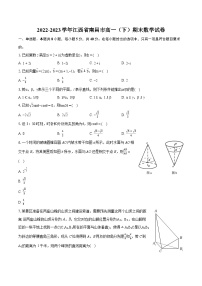 2022-2023学年江西省南昌市高一（下）期末数学试卷（含详细答案解析）