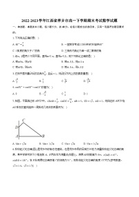 2022-2023学年江西省萍乡市高一下学期期末考试数学试题（含详细答案解析）