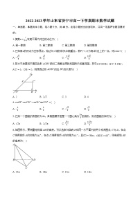 2022-2023学年山东省济宁市高一下学期期末数学试题（含详细答案解析）