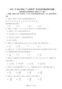 江西吉安一中2024届高三“九省联考”考后适应性测试数学试题一