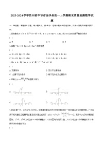 2023-2024学年贵州省毕节市金沙县高一上学期期末质量监测数学试题（含解析）