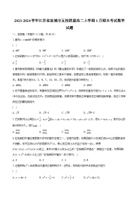 2023-2024学年江苏省盐城市五校联盟高二上学期1月期末考试数学试题（含解析）