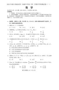浙江丽水第二高级中学2024届高三下学期开学检测数学试卷