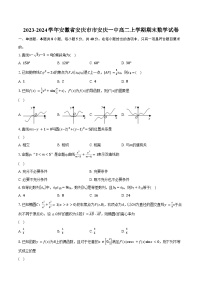 41，安徽省安庆市第一中学2023-2024学年高二上学期期末考试数学试卷