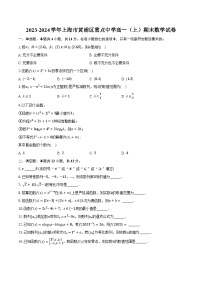 2023-2024学年上海市黄浦区重点中学高一（上）期末数学试卷（含解析）