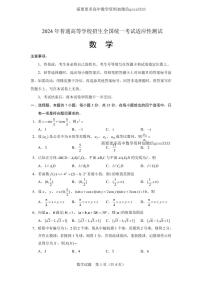 北京市2024届高三“极光杯”线上测试（二）数学试题及参考答案
