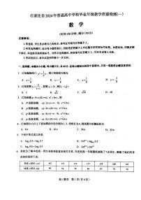河北省石家庄市2024届高三教学质量检测(一)数学试卷及答案