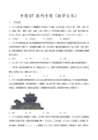 新高考数学二轮复习创新题型专题07 数列专题（数学文化）（2份打包，原卷版+解析版）