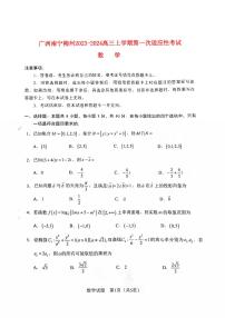 广西省南宁柳州2023_2024高三数学上学期第一次适应性考试试题