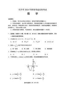 湖南长沙2024届高三上学期新高考适应性考试数学试卷（含答案）